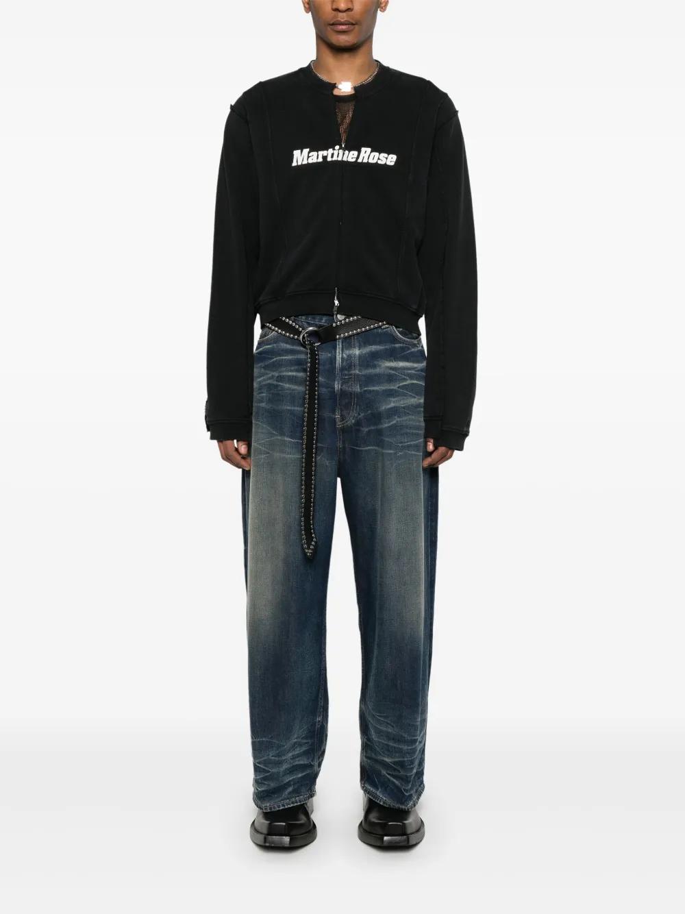 Martine Rose Shrunken Zip-Up Sweatshirt in Black | Lyst