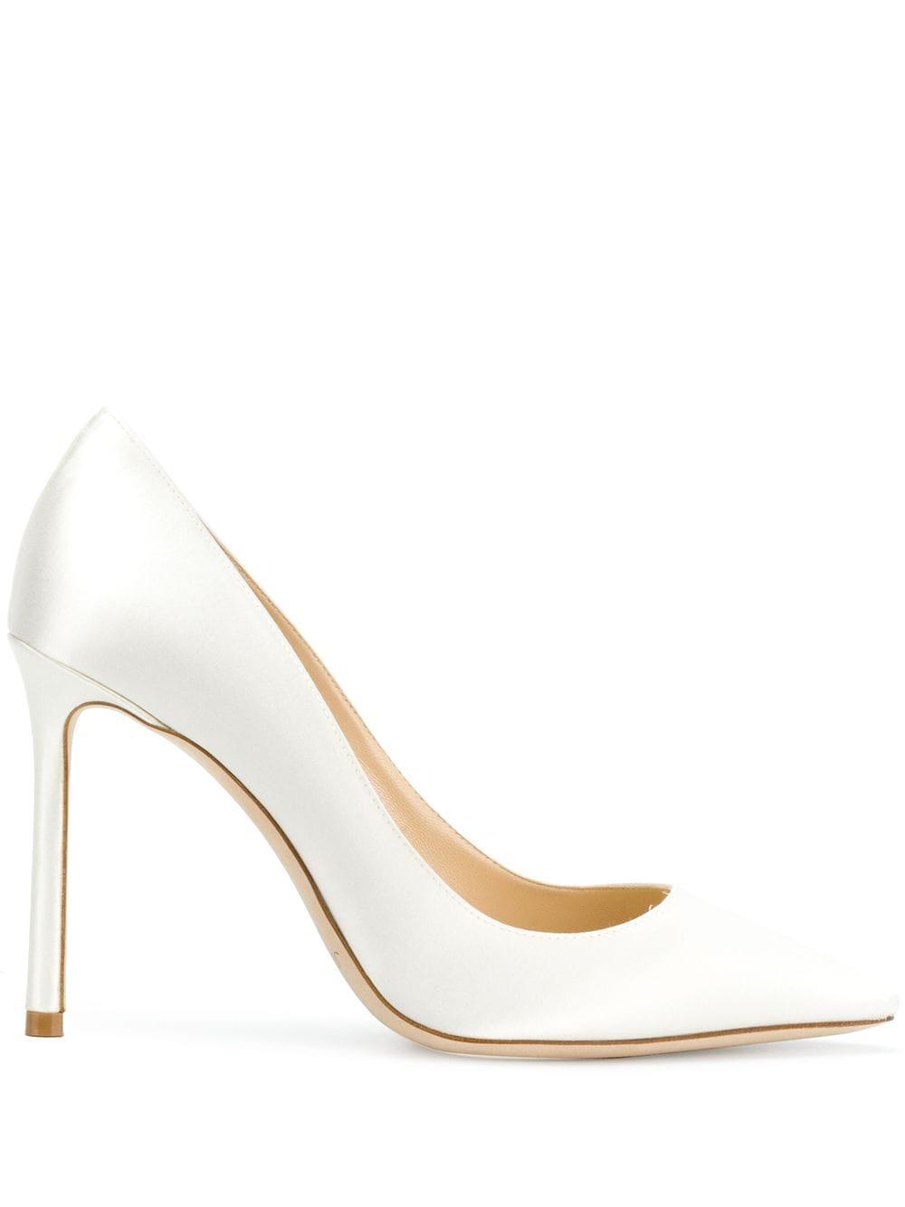Jimmy Choo Leather Romy 100 Pumps in Platinum Ice (White 