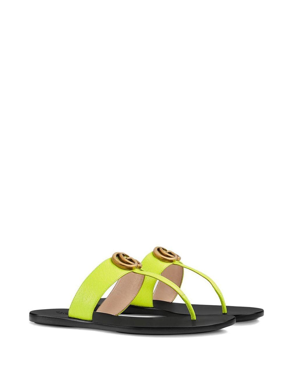 gucci flat neon leather thong sandals