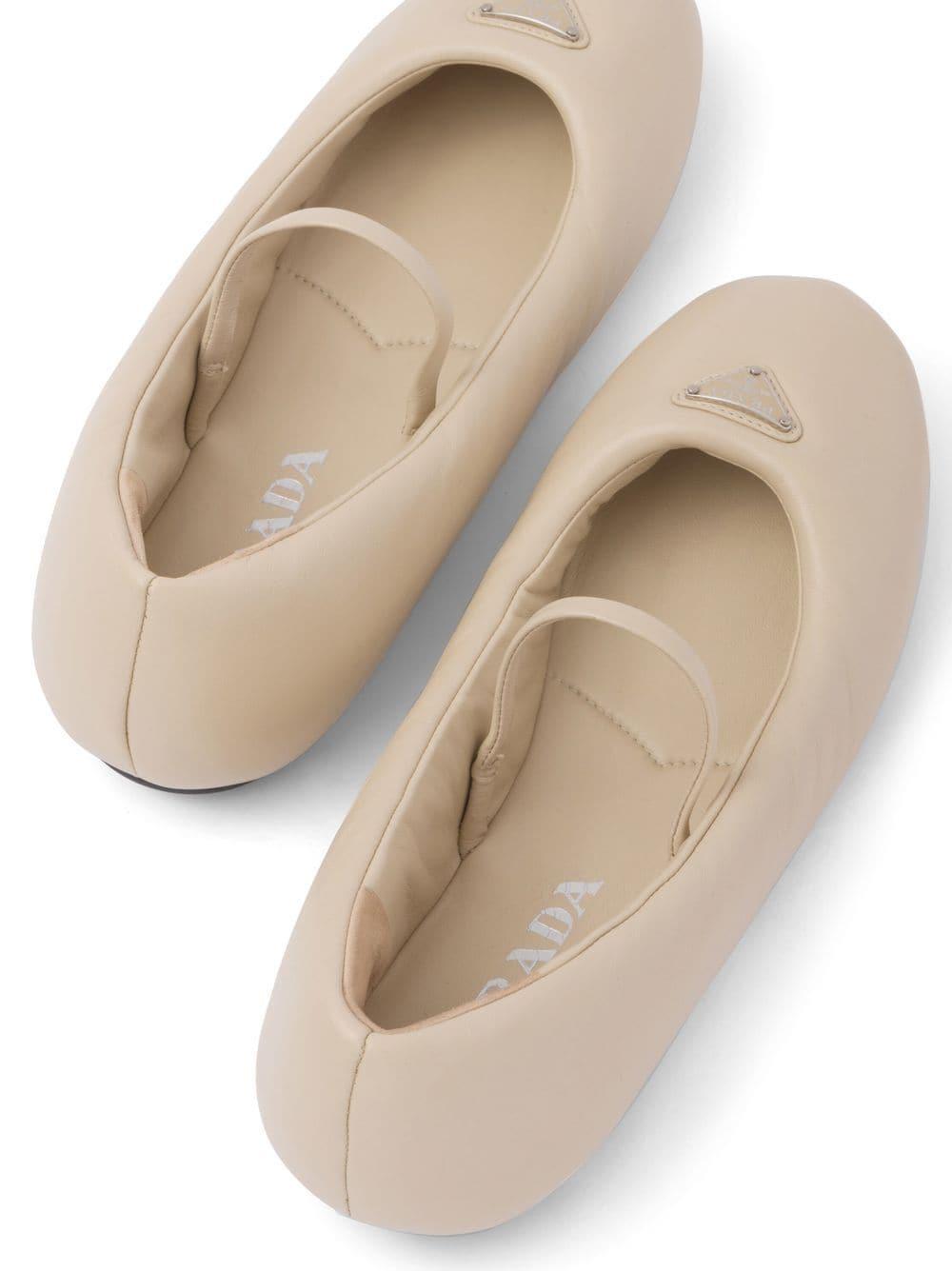 Prada Soft Padded Leather Ballerinas in Natural | Lyst