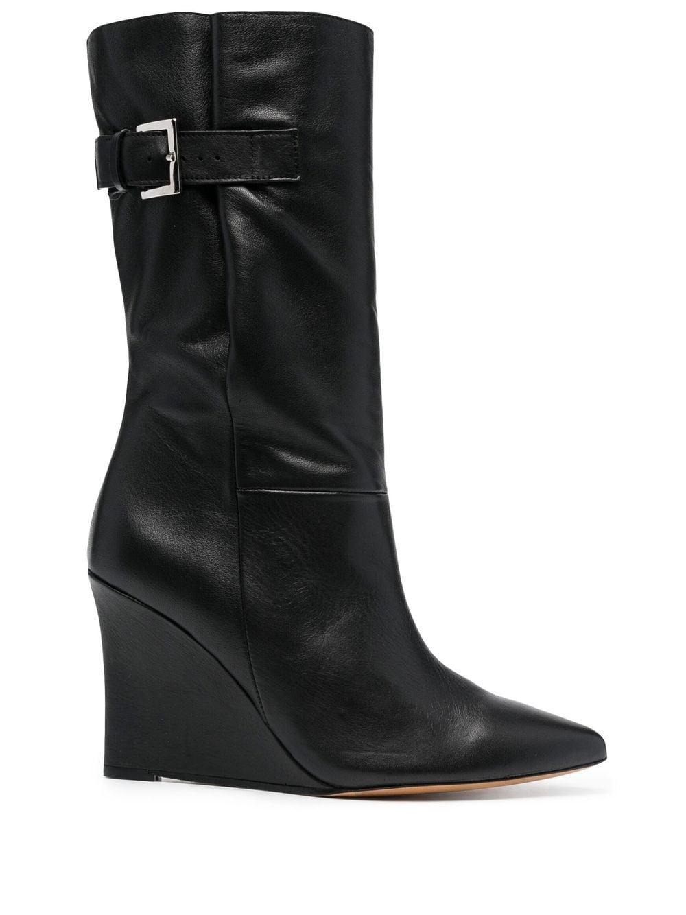 IRO Simba Leather Wedge Boots in Black | Lyst