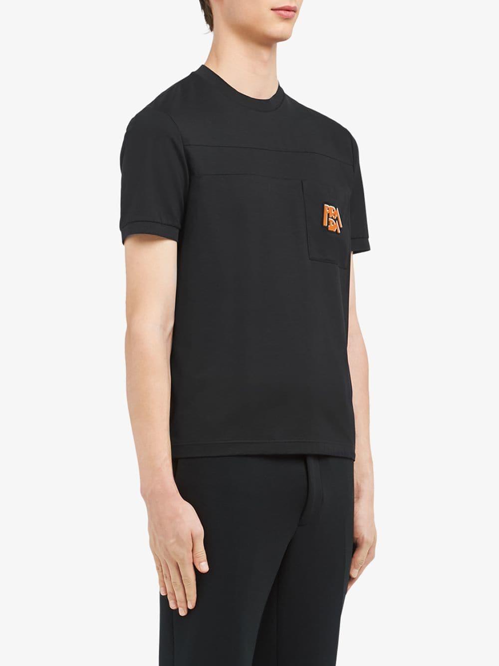 Prada Cotton Logo T-shirt in Black for Men - Lyst