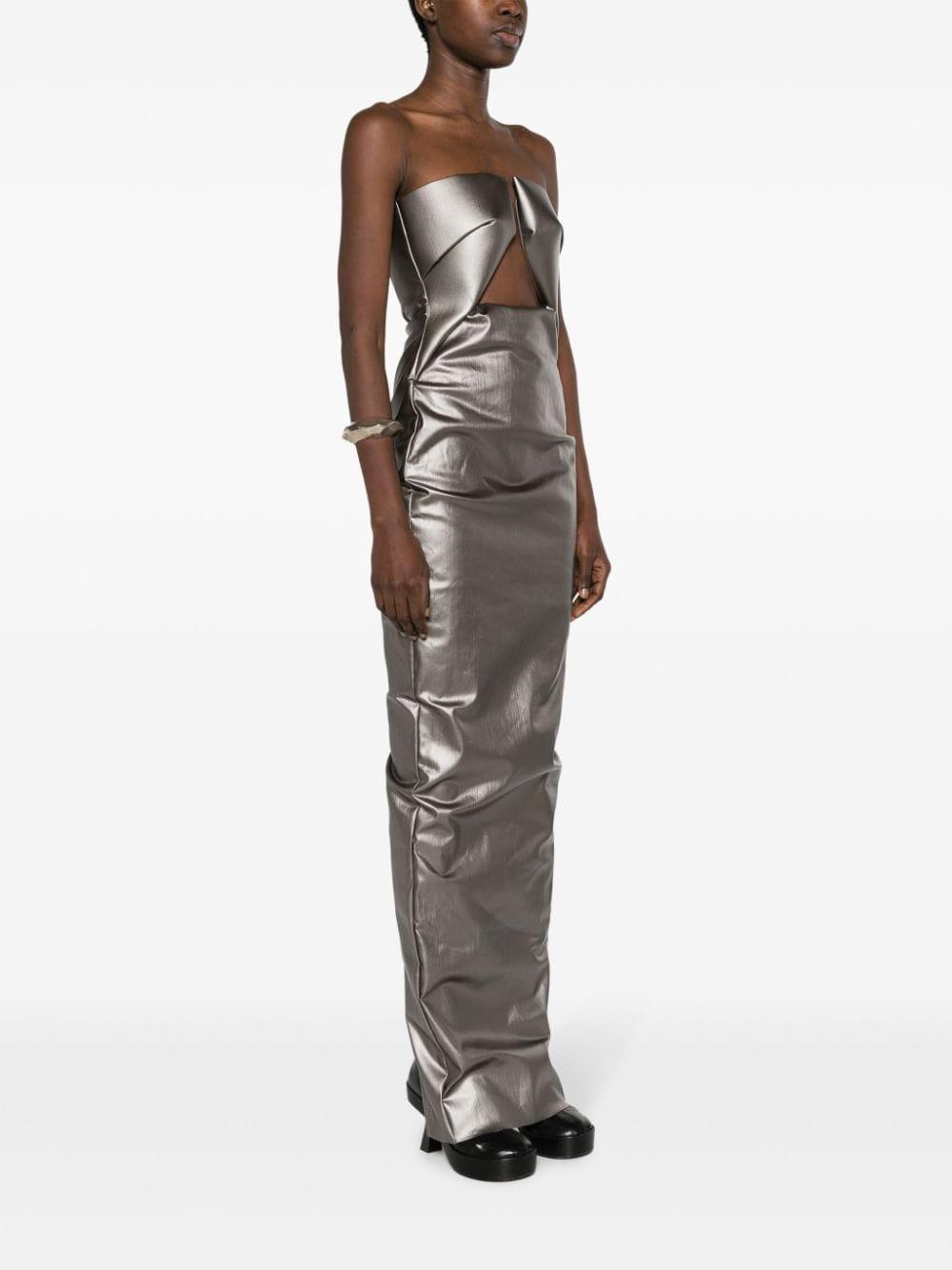 ワンピース RICK OWENS Woman Dress Grey RP01D2524SCT 68 Rick Owens Womens Strapless Bustier Gown (Silver) – CNCPTS