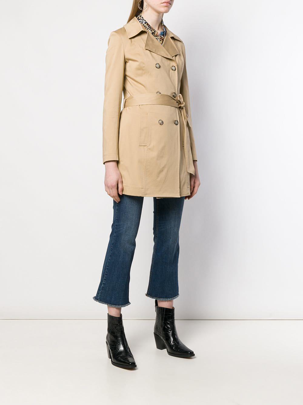 Liu Jo Cotton Double Breasted Trench Coat in Brown - Lyst