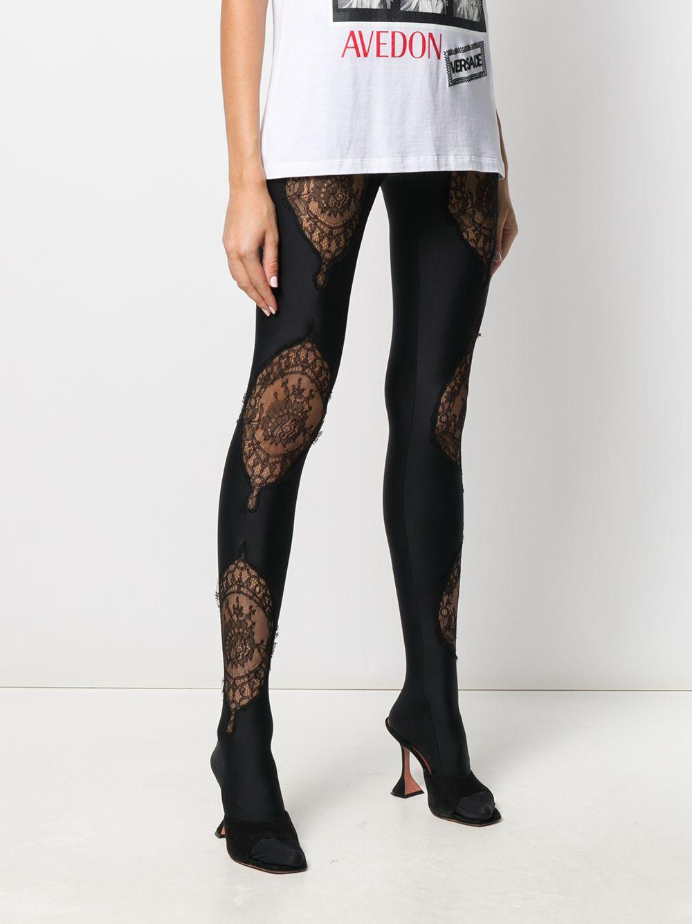 Versace Lace Embellished Tights in Black - Lyst