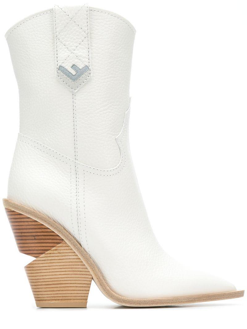 Fendi Cutwalk Western Boots in White | Lyst