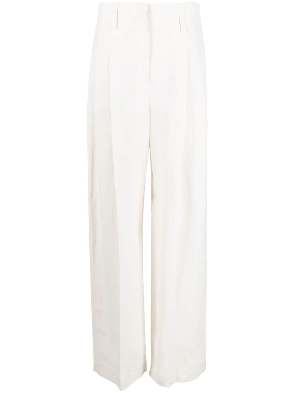 Brunello Cucinelli Belted-waist Wide Leg Trousers in White | Lyst