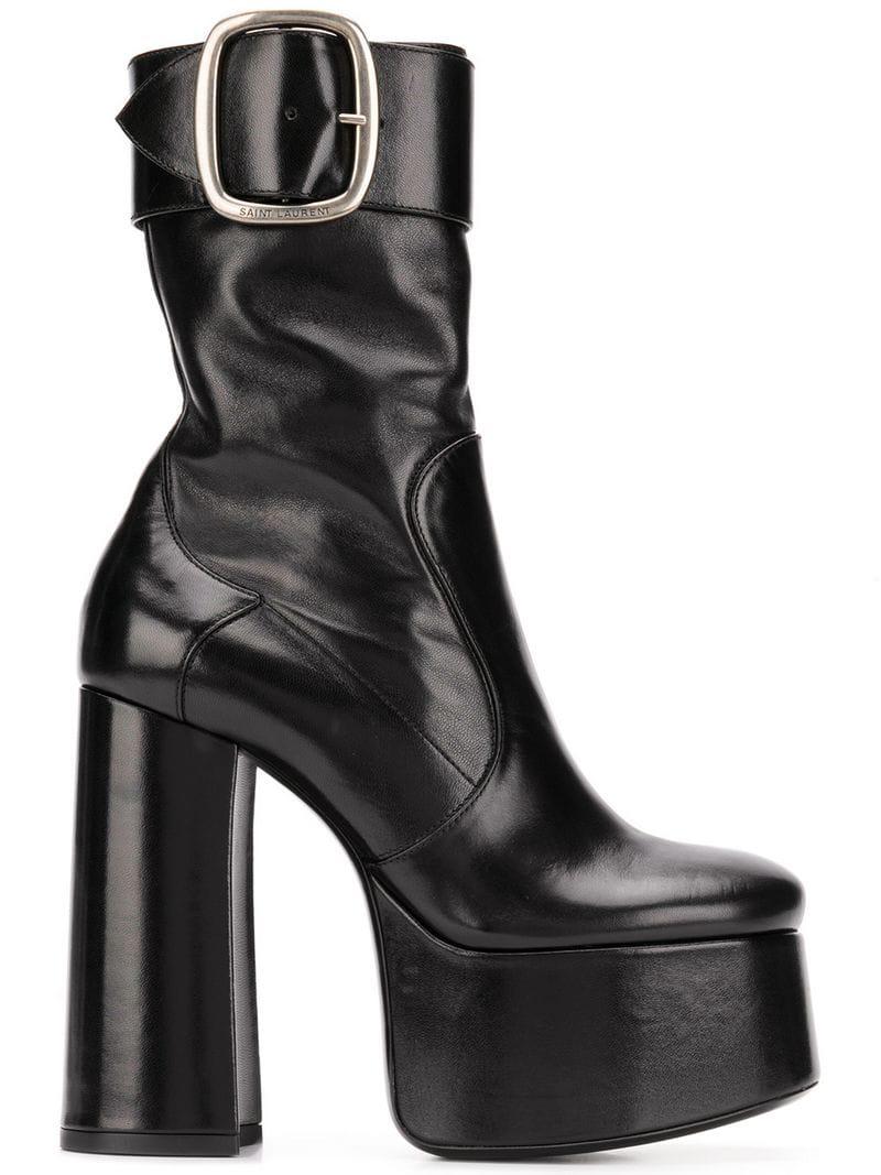 Saint Laurent Billy Platform Boots in Black | Lyst