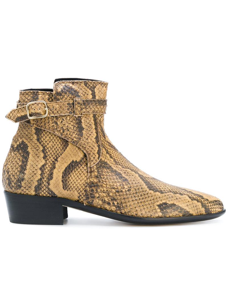 Paul Smith Leather Faux Snakeskin Ankle Boots in Brown - Lyst