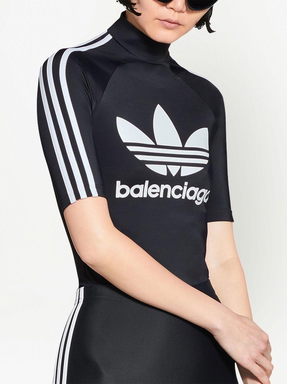 Balenciaga X Adidas Logo-print High-neck Top in Blue | Lyst
