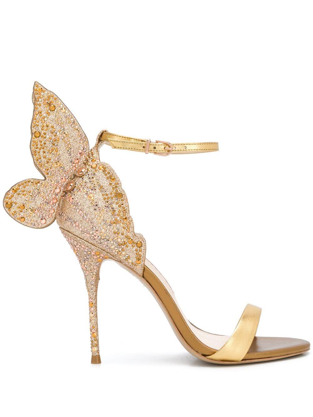 Sophia Webster Leather Butterfly Embellished Sandals in Gold (Metallic ...