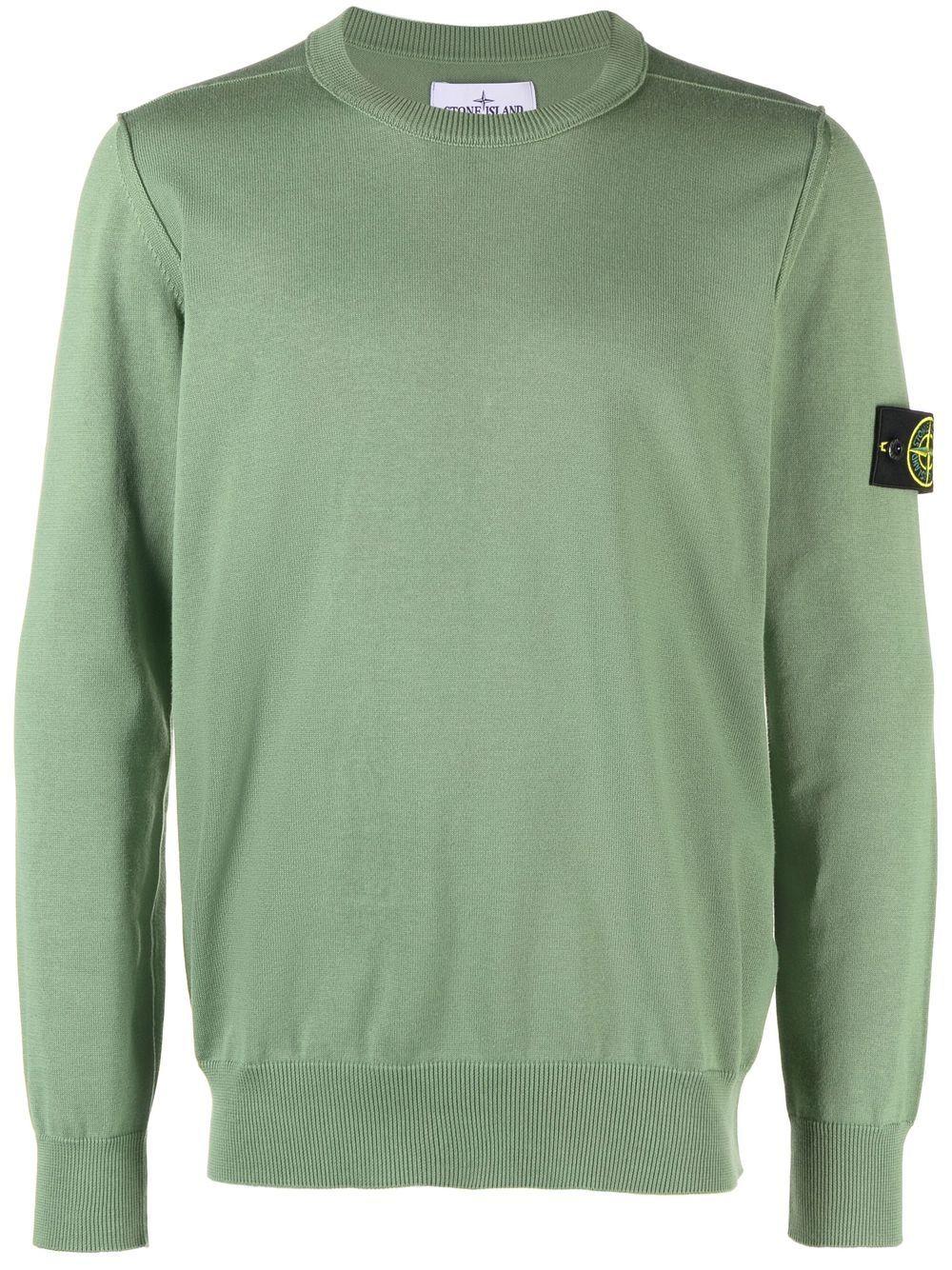Stone Island Logo-print Crew Neck Sweatshirt in Green for Men | Lyst