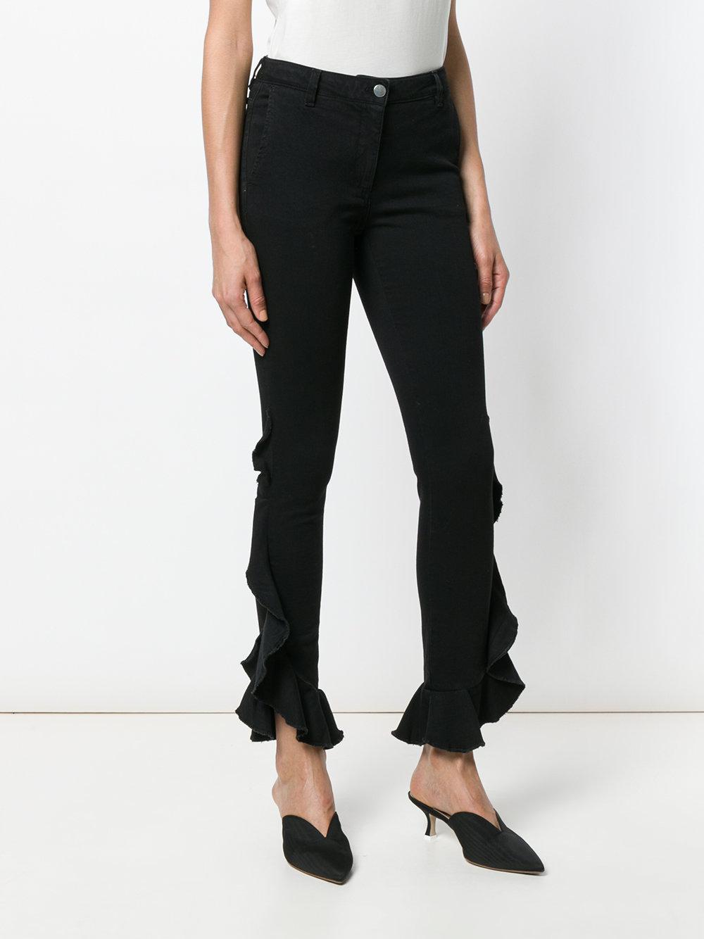 black ruffle jeans