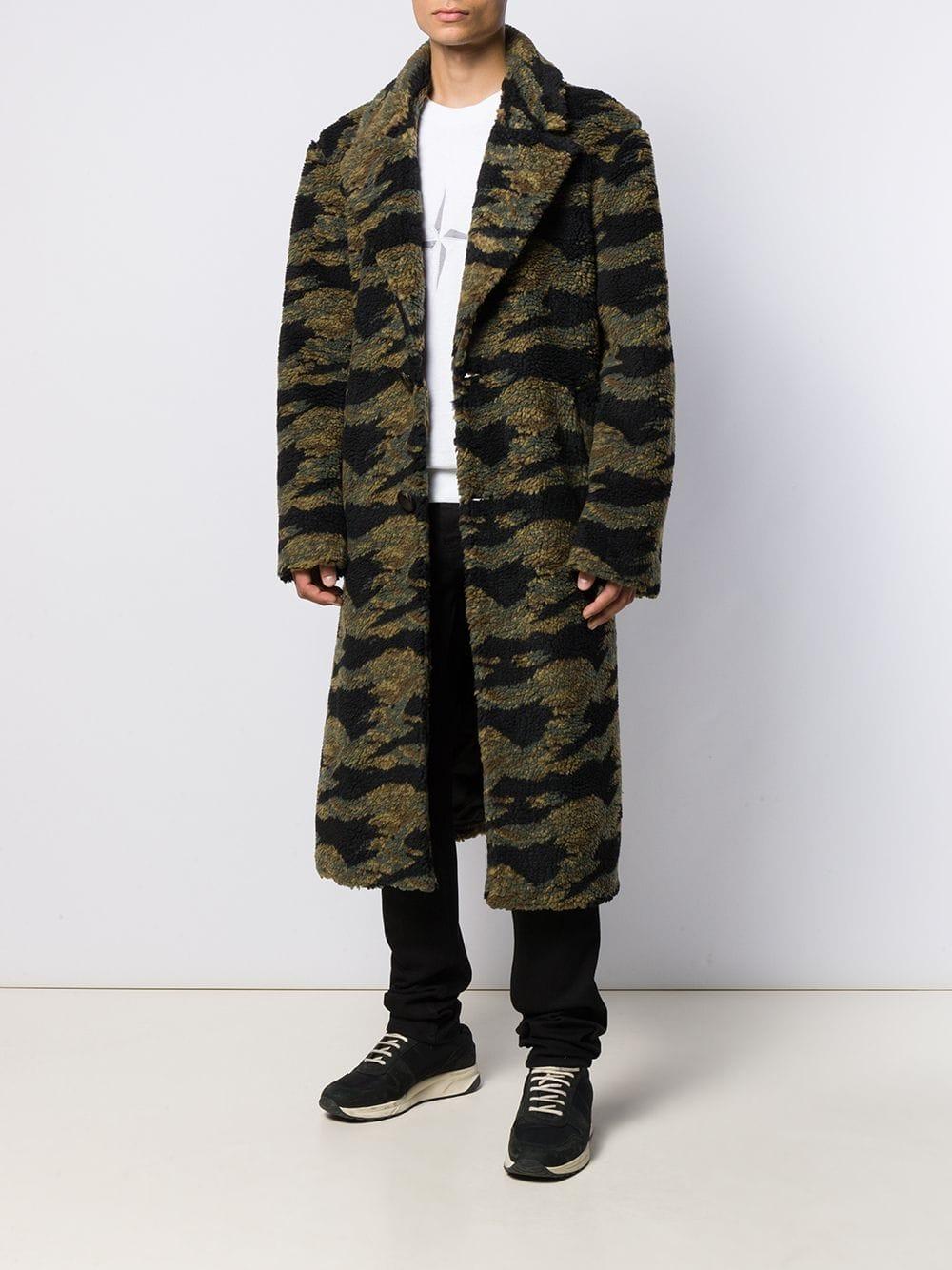 Buscemi Satin Oversized Camouflage Coat in Green for Men - Lyst