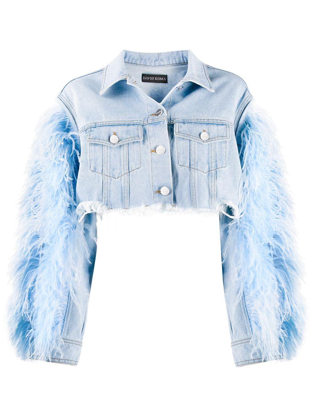 David Koma Feather-trimmed Cropped 