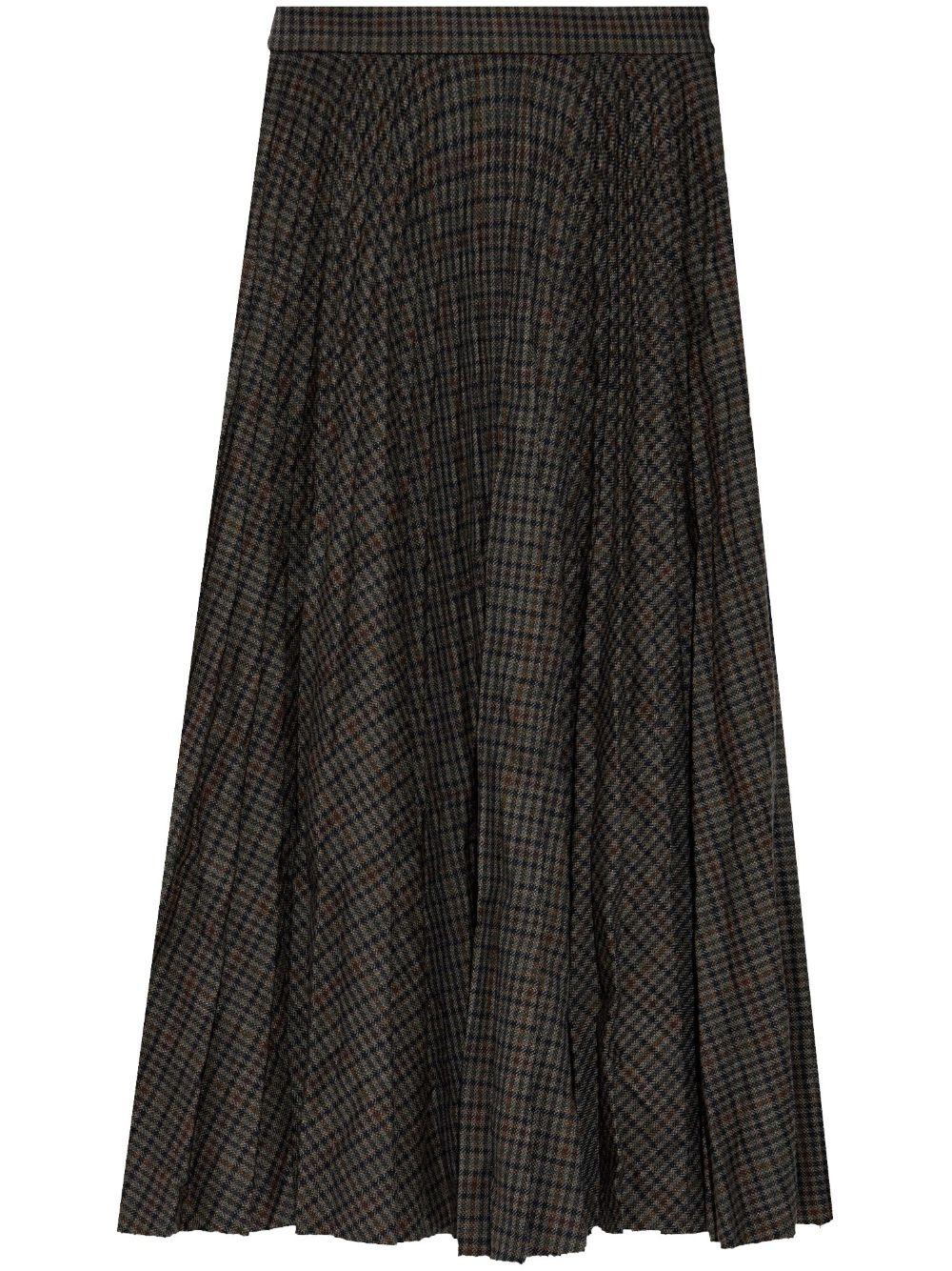 Balenciaga レディース ブラック Check-pattern Midi Skirt スカート