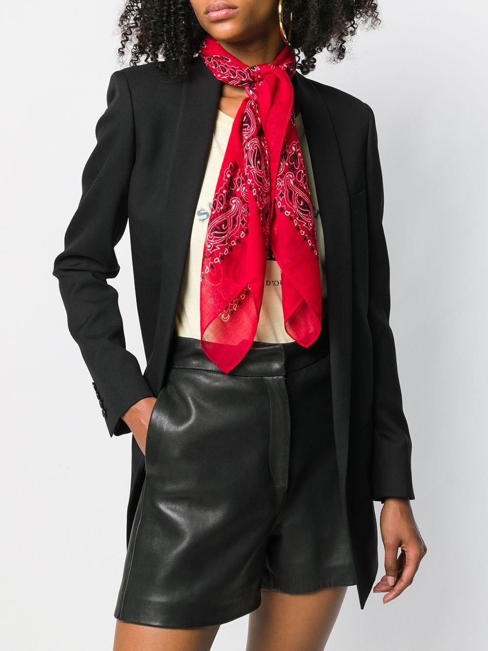 Saint Laurent Wool Bandana Scarf in Red Lyst