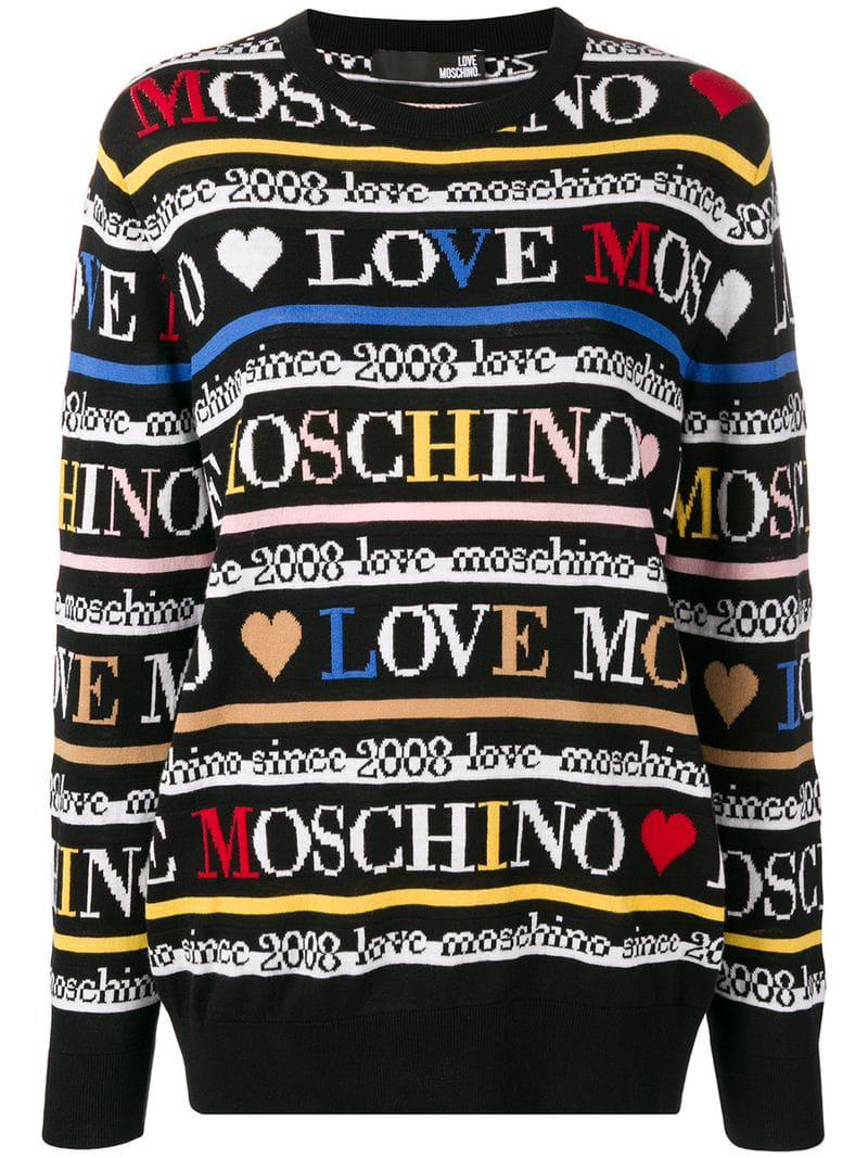 Love Moschino All Over Logo Jumper Black