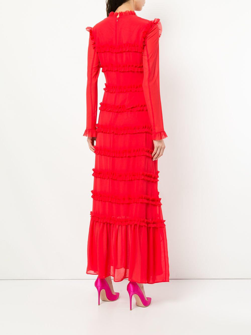 Rejina Pyo Synthetic Red Frills Chiffon Dress - Lyst