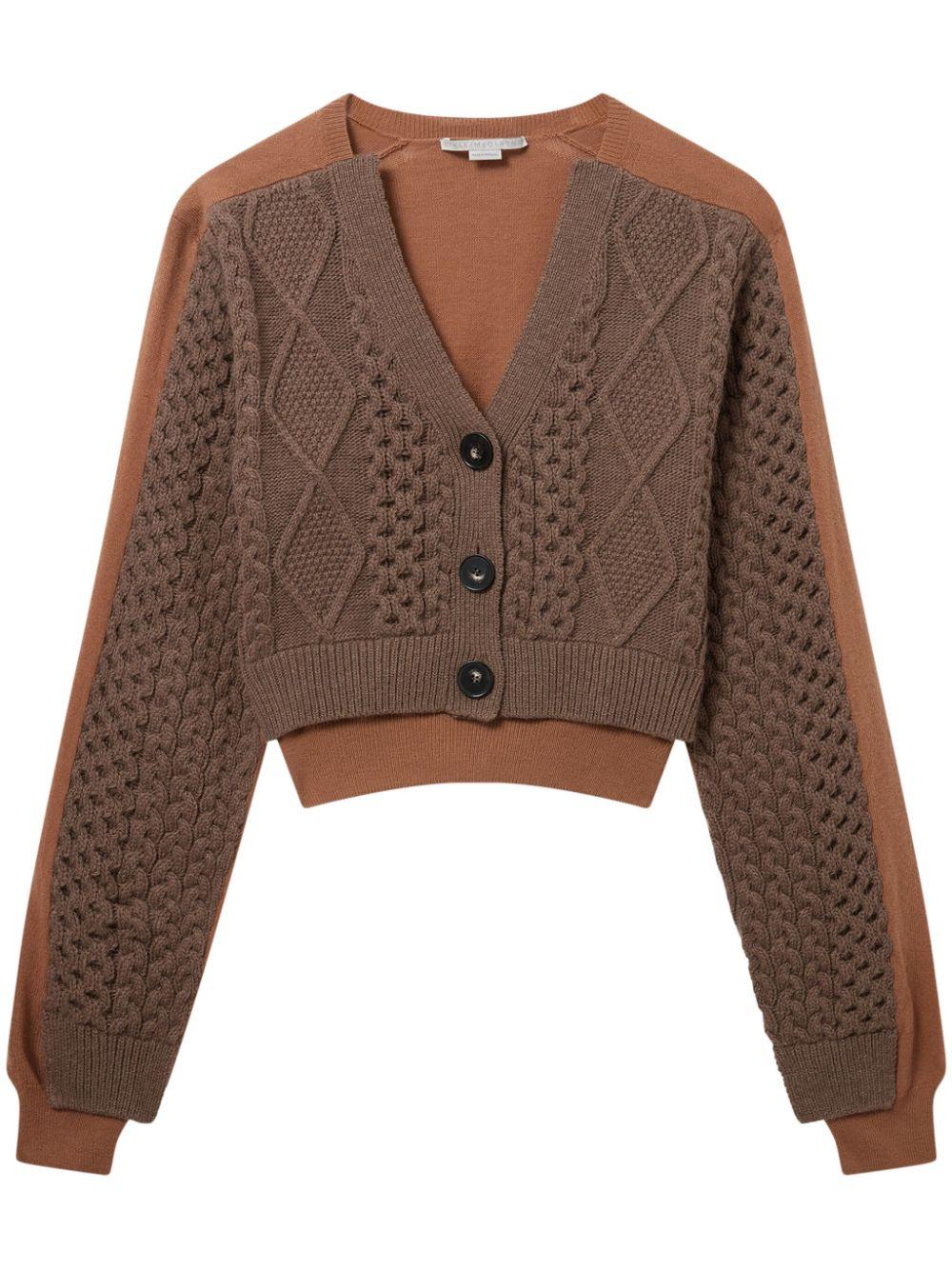 Stella McCartney レディース ブラウン ケーブルニット カーディガン 