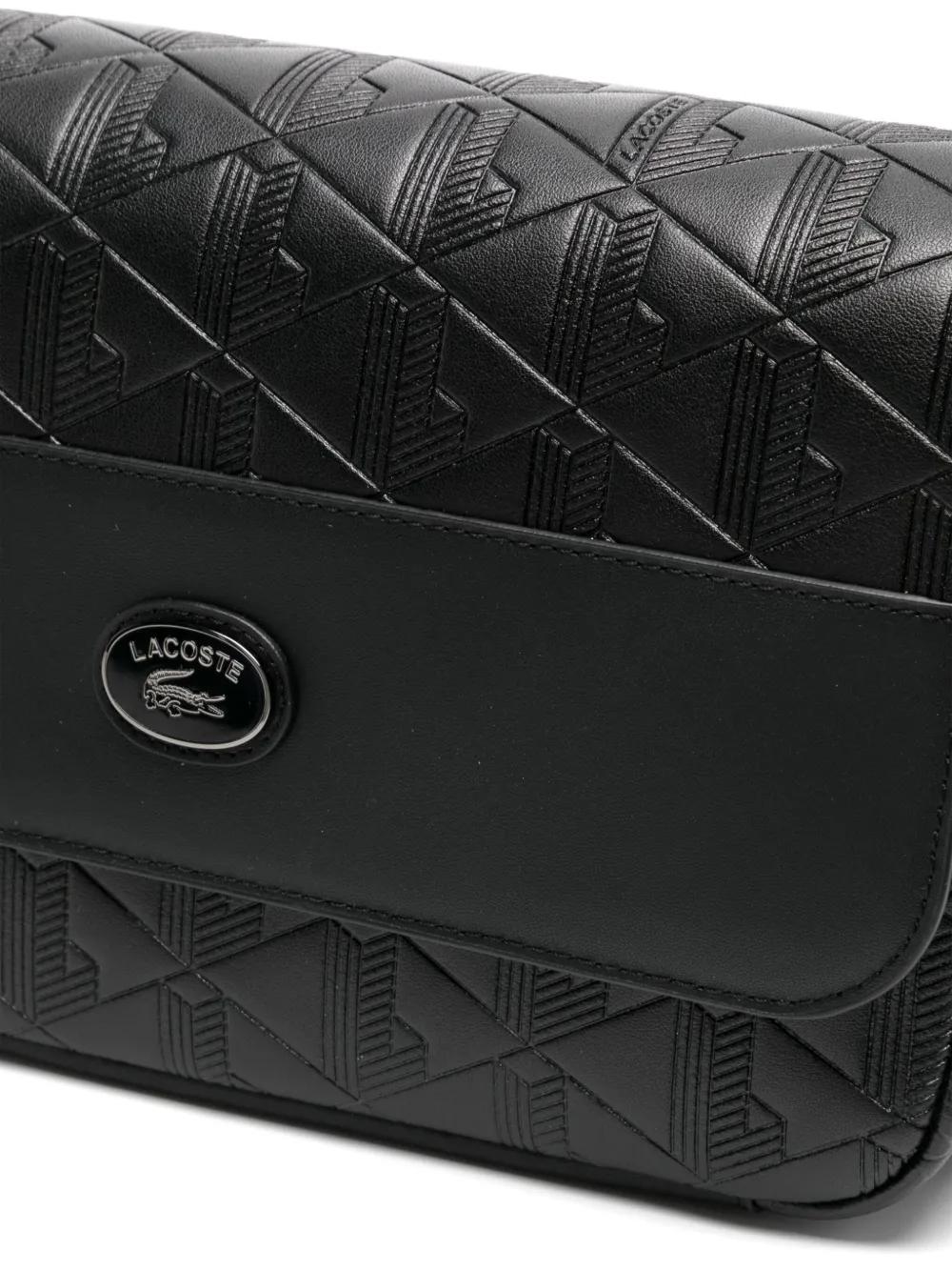 【LACOSTE】NOMOGRAMME Flap Messenger Bag_NU4838M (BLACK) Lacoste Unisex Nomogramme Leather Flap Close Satchel