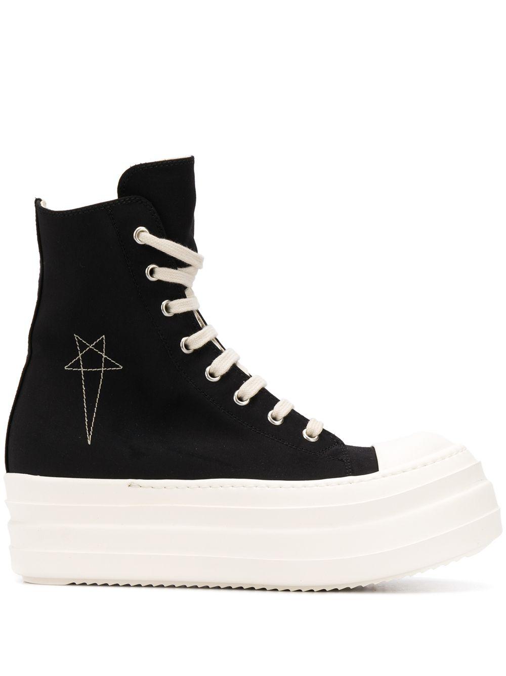 Rick Owens DRKSHDW Platform Embroidered Star Sneakers in Black | Lyst