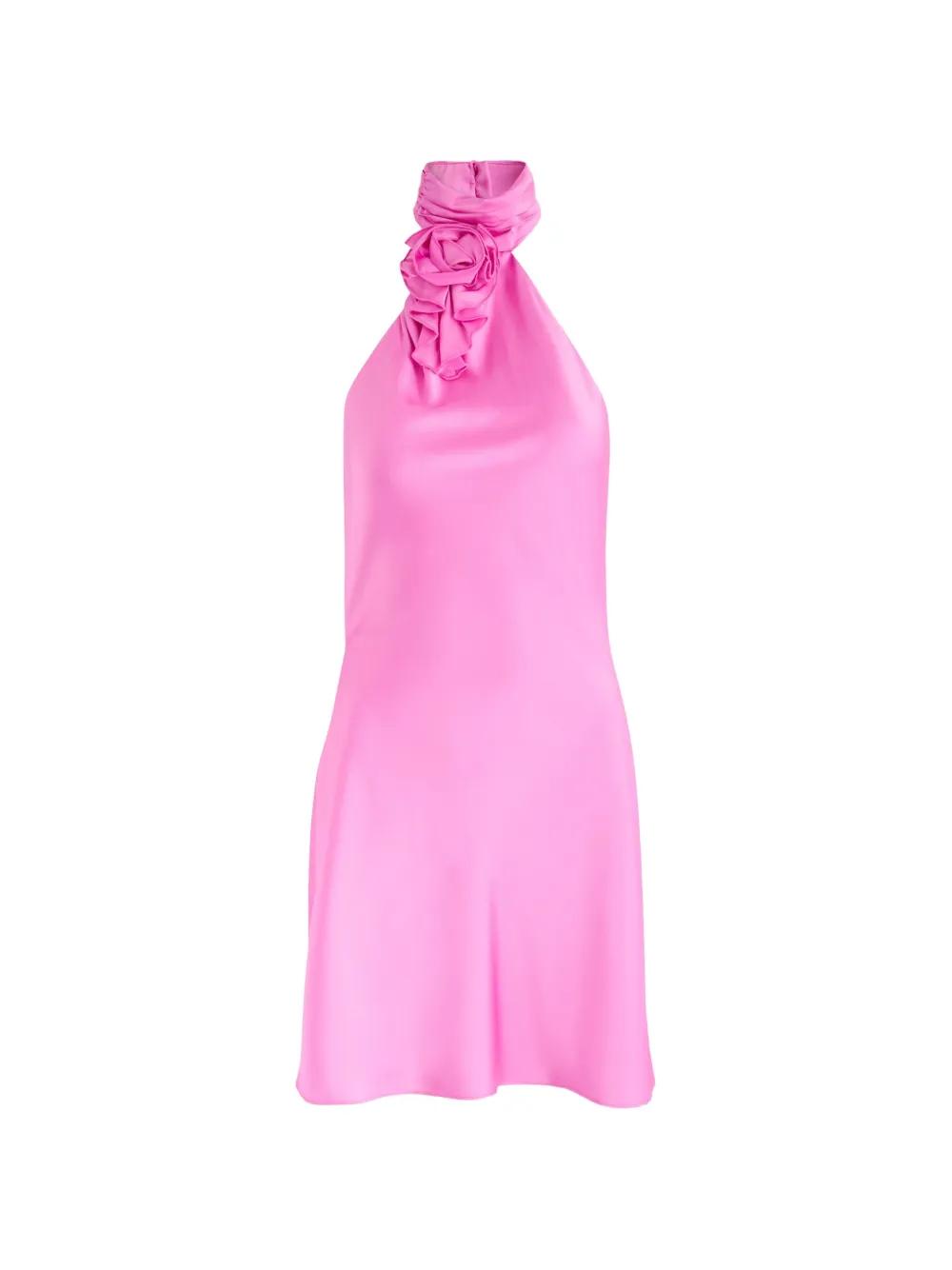 Misha Sterling Ruffled Halterneck Mini Dress in Pink