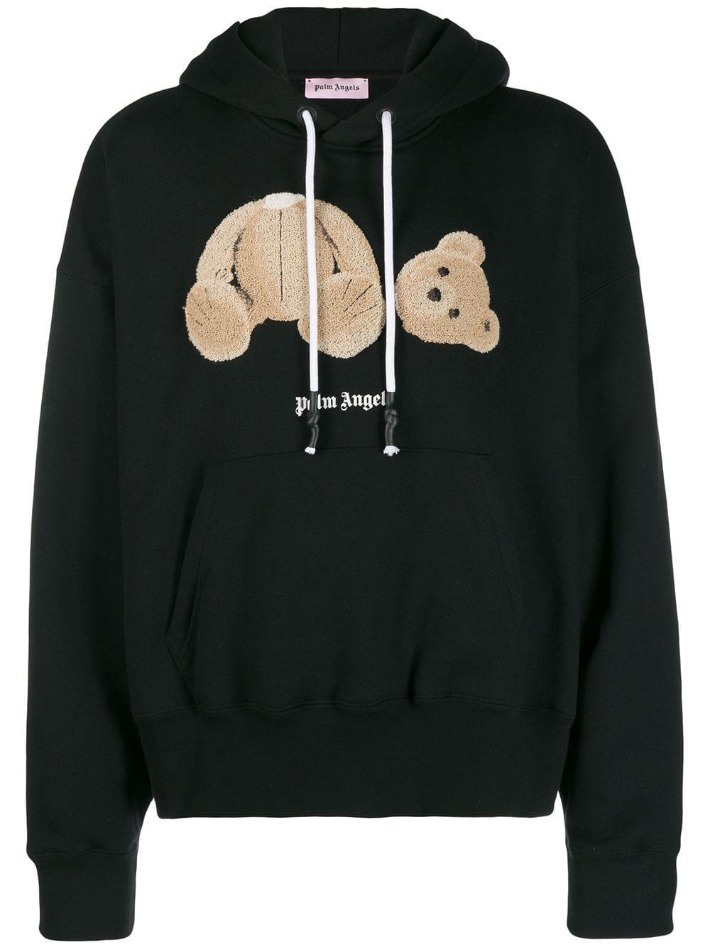 Palm Angels Teddy Bear Hooded Sweatshirt in Black for Men | Lyst
