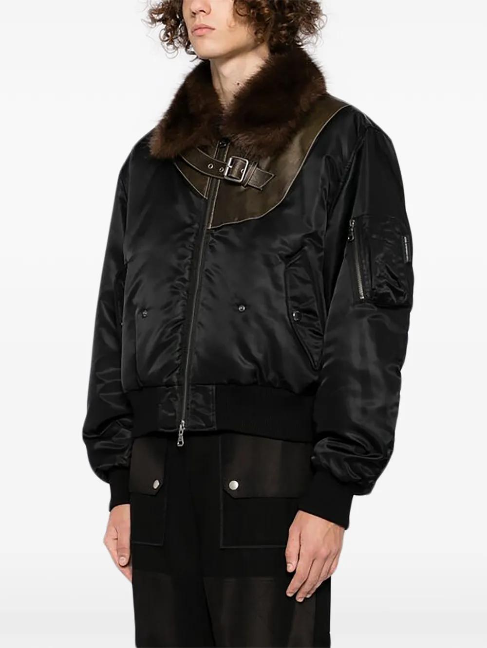 ANDERSSON BELL Faux-fur Collar Leather-patch Bomber Jacket in