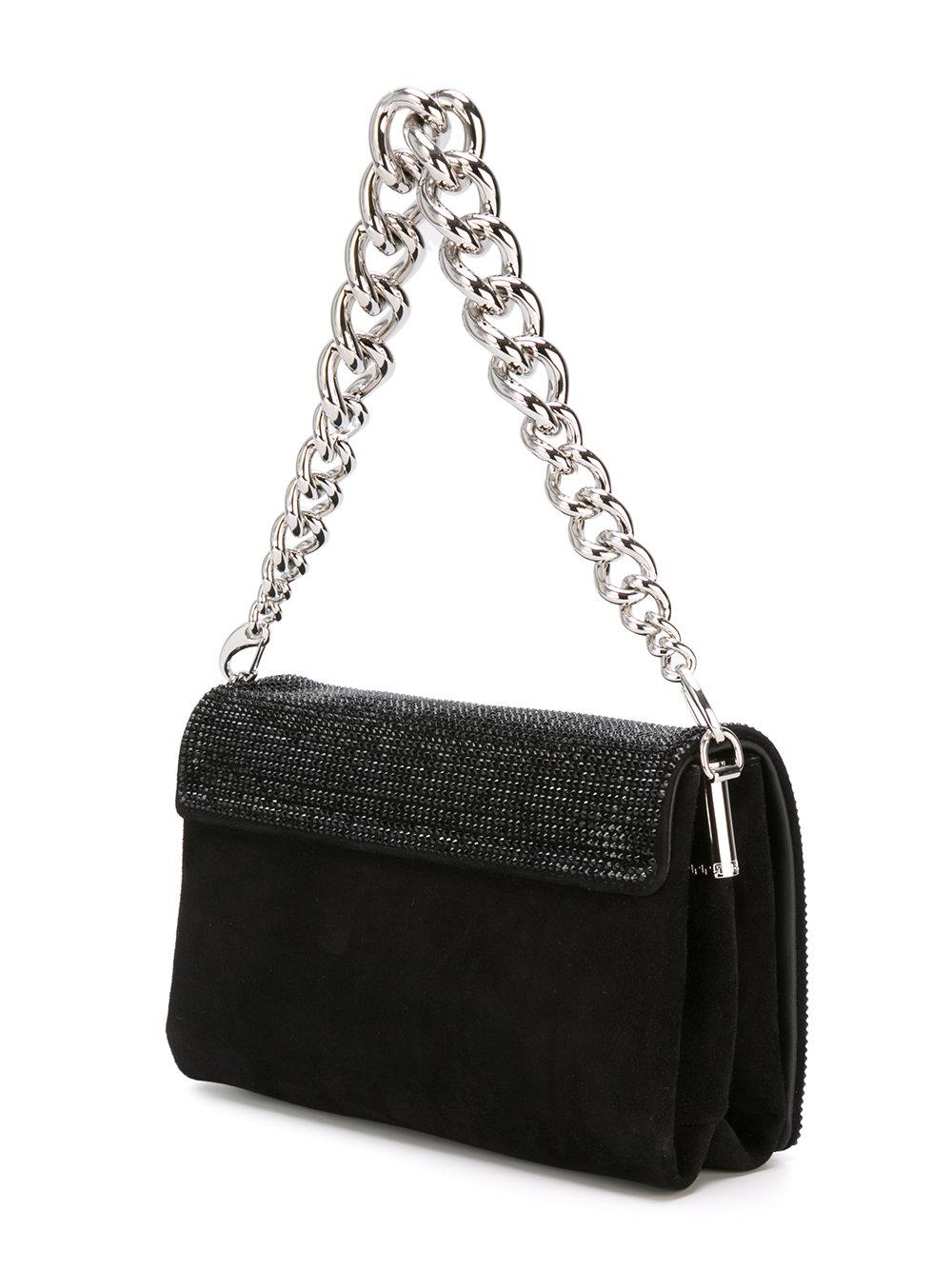 Lyst - Versace Sulthan Crystal Shoulder Bag in Black