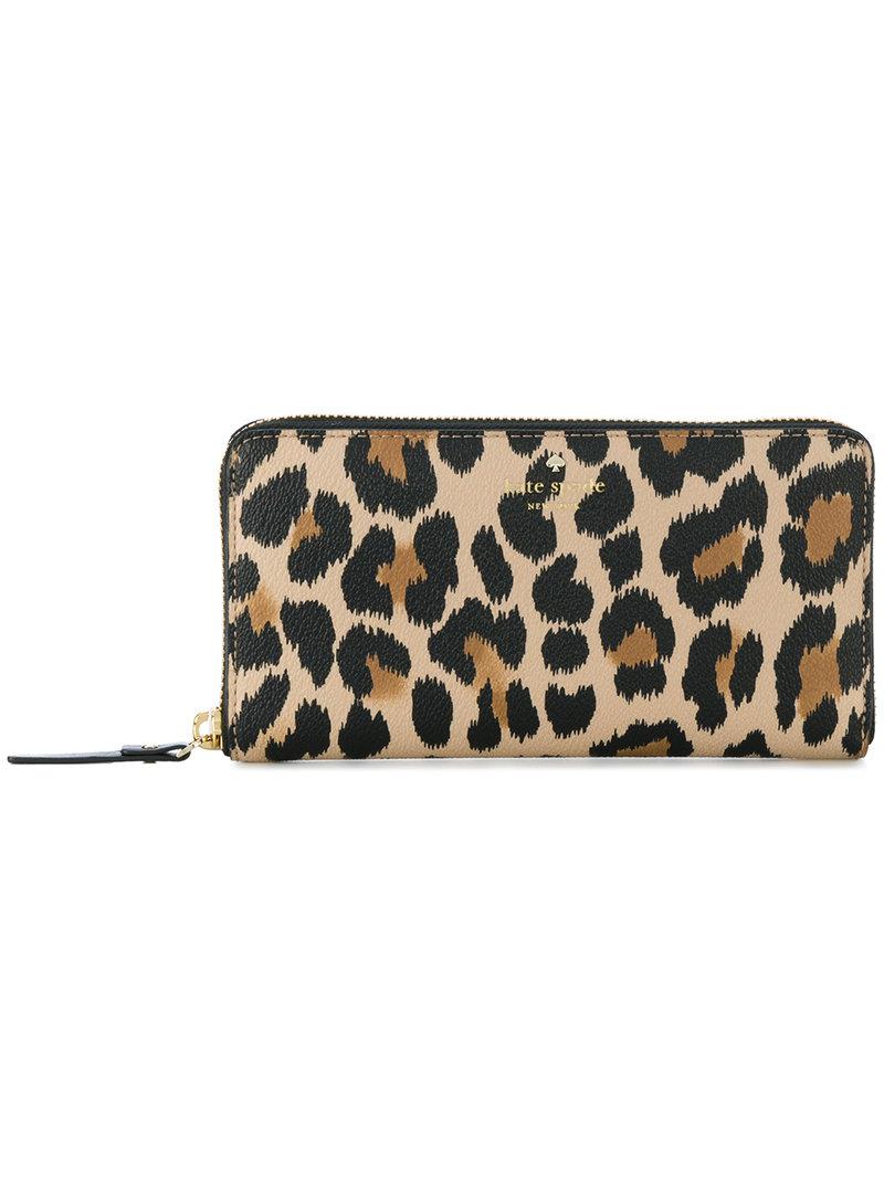 Polished calfskin wallet with leopard print in Animal Print