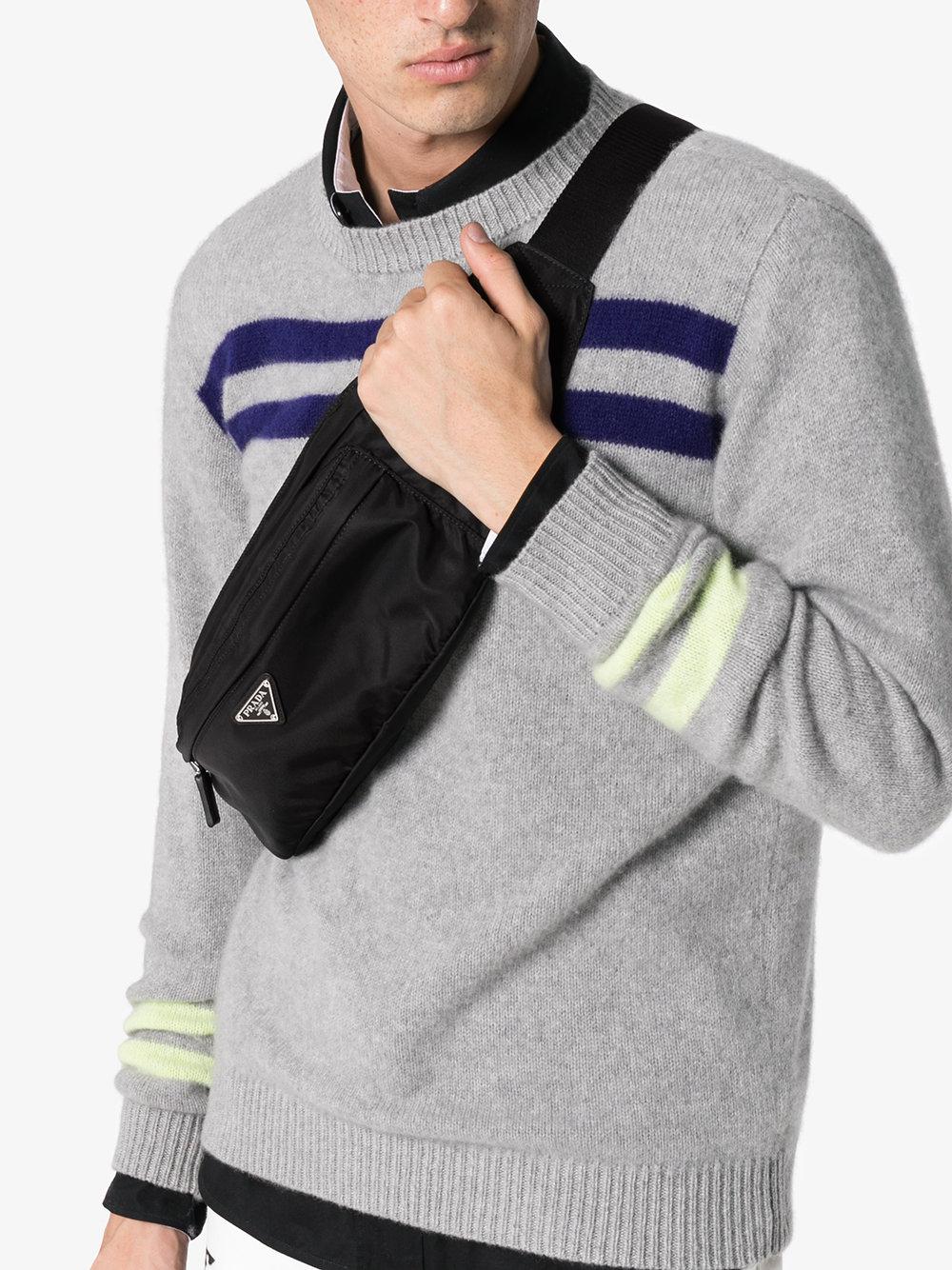 Prada Black Logo Crossbody Belt Bag for Men | Lyst