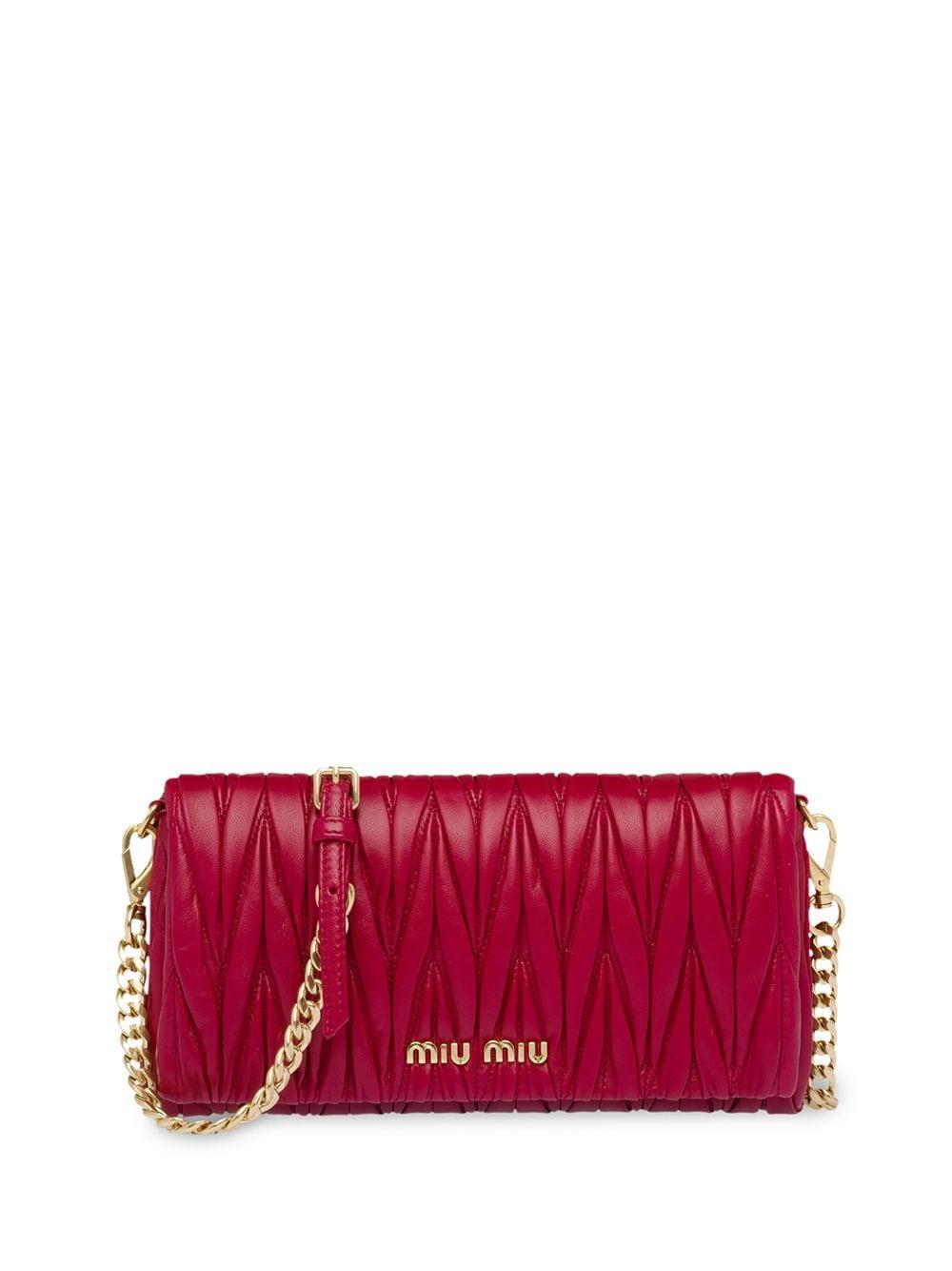 Miu Miu Matelassé Nappa Leather Mini-bag in Red | Lyst