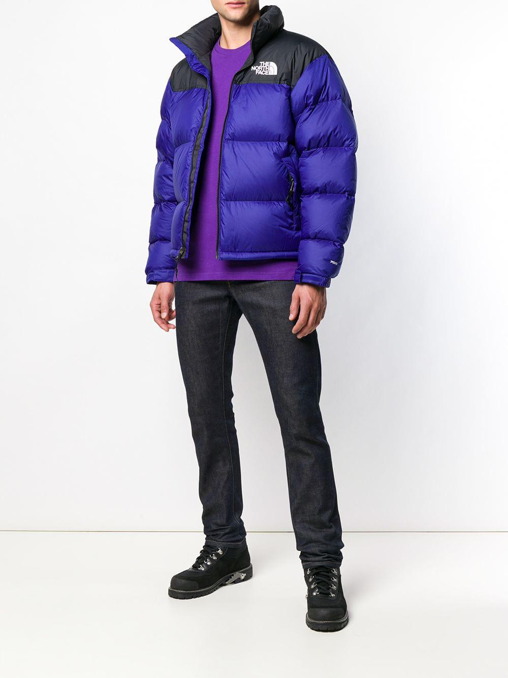 The North Face Synthetic Two-tone Puffer Jacket in Blue for Men - Lyst