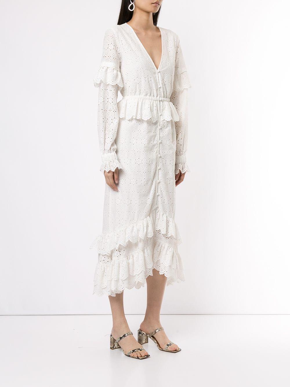 SIR Cotton Amelie Ruffle Long Dress in White - Lyst