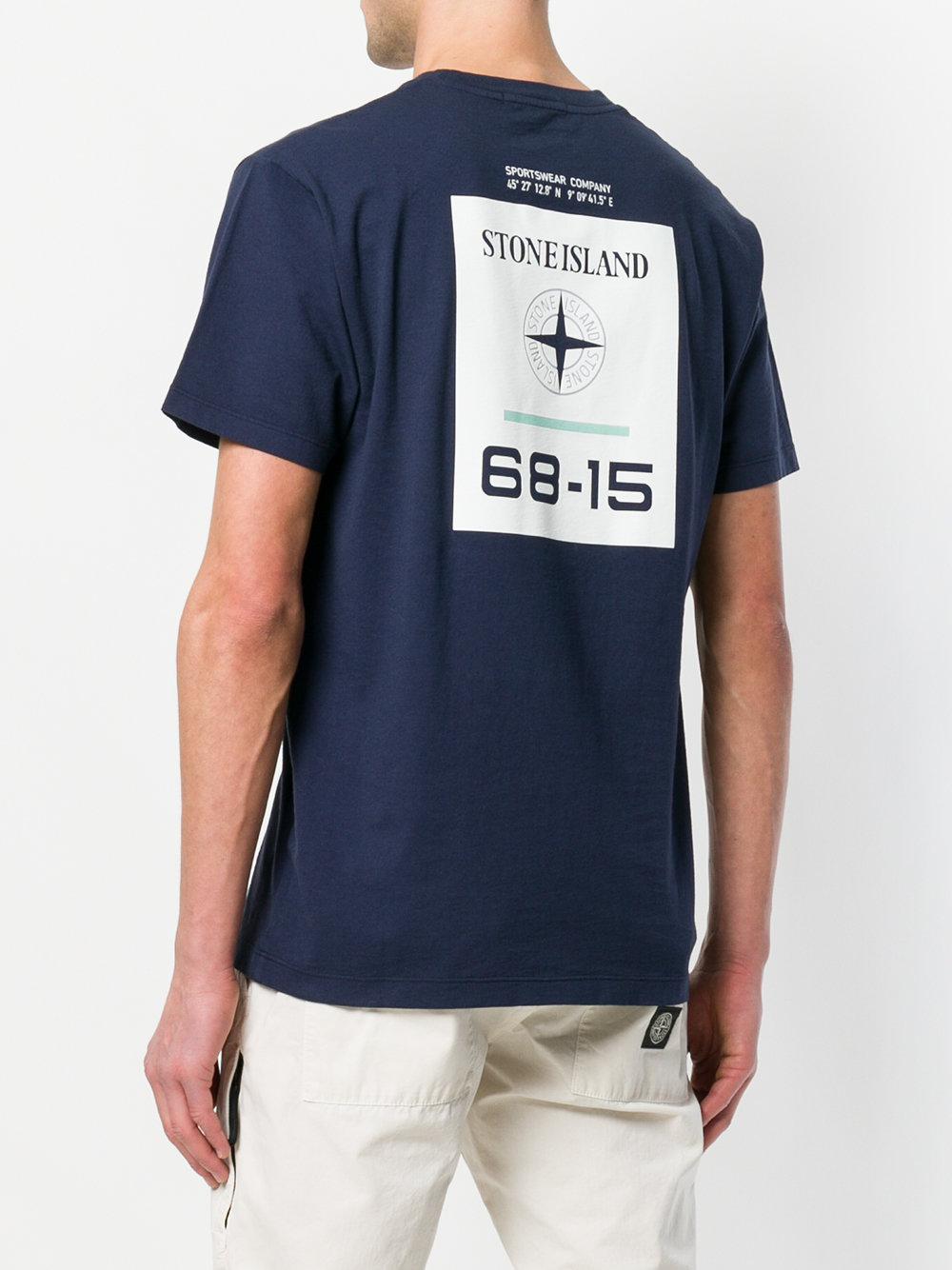 Stone Island 68-15 Logo Print T-shirt in Blue for Men | Lyst