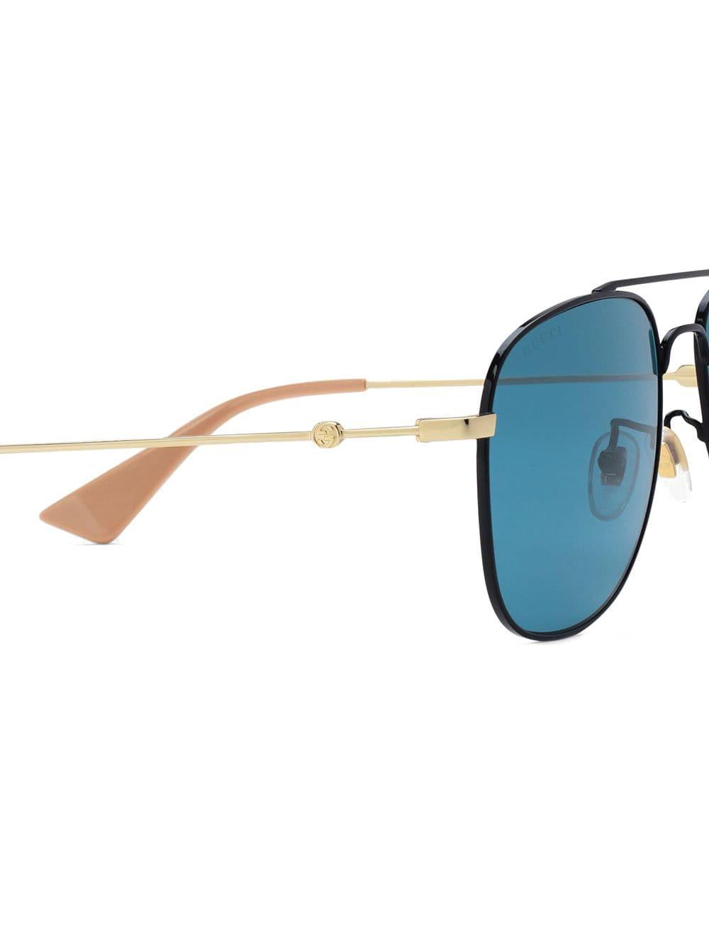 Gucci Rubber Aviator Sunglasses In Black Blue Blue For Men Save 27