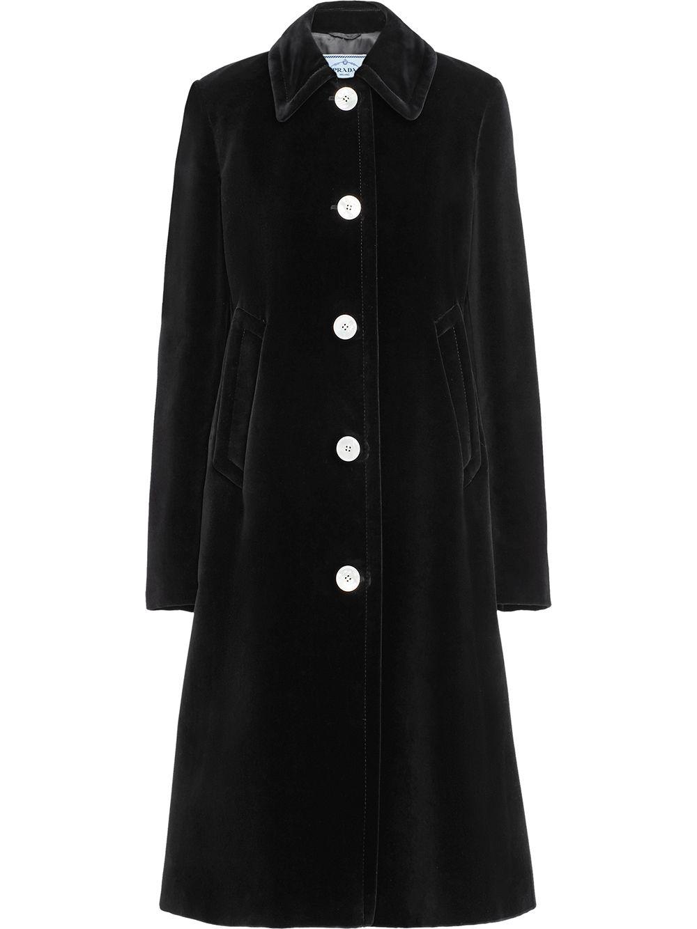 Prada Cotton Velvet Single-breasted Coat in Black - Lyst