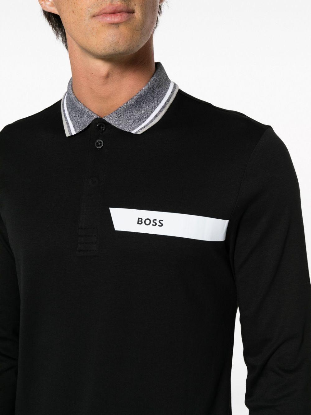 BOSS by HUGO BOSS Long-sleeve Cotton Polo Shirt in Black for Men | Lyst UK