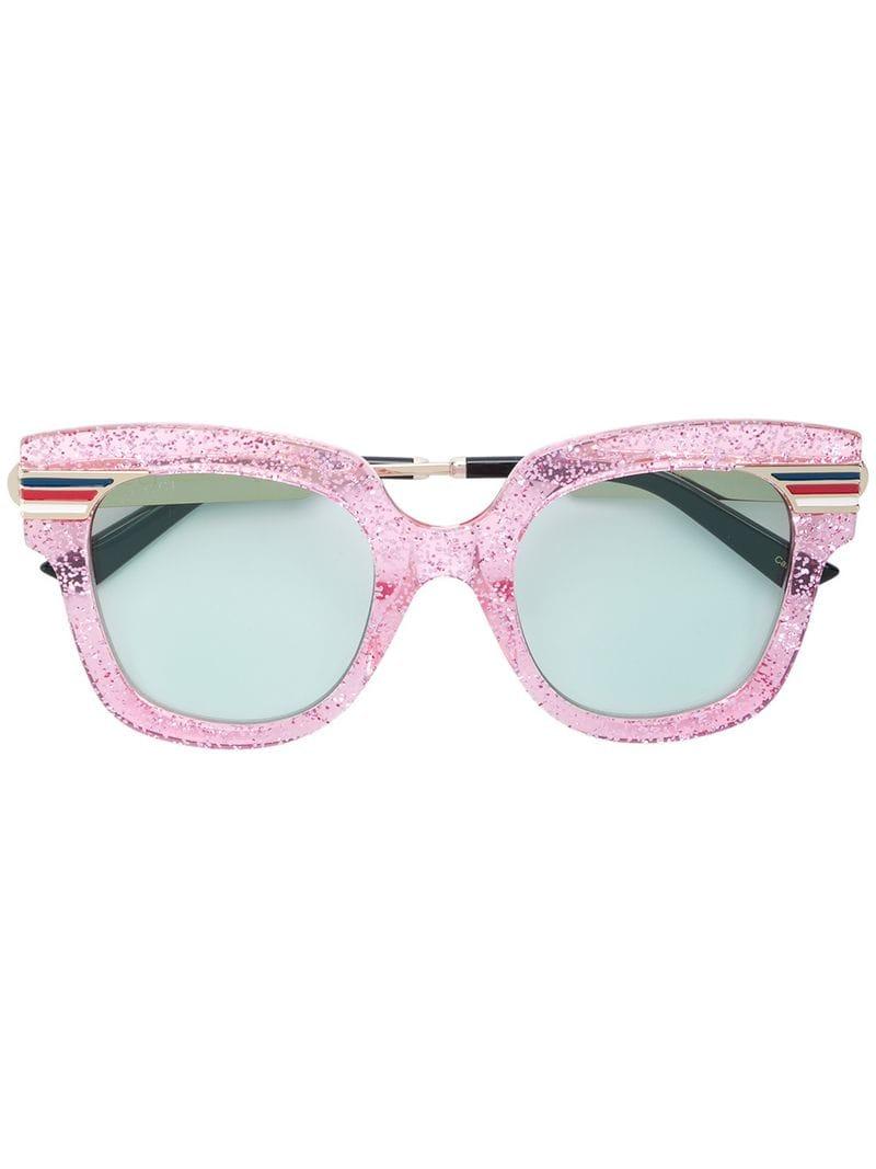 Gucci Oversized Glitter Sunglasses in Pink | Lyst