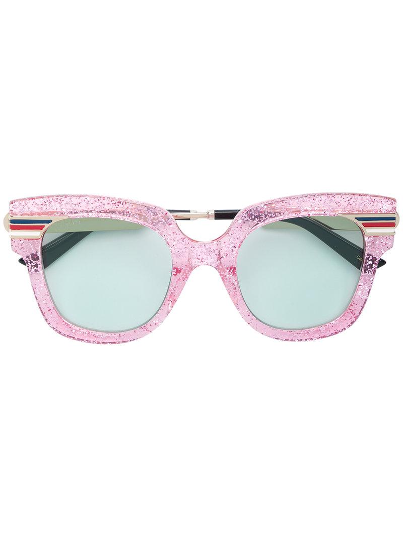 Occhiali da sole oversize con glitter di Gucci in Rosa | Lyst