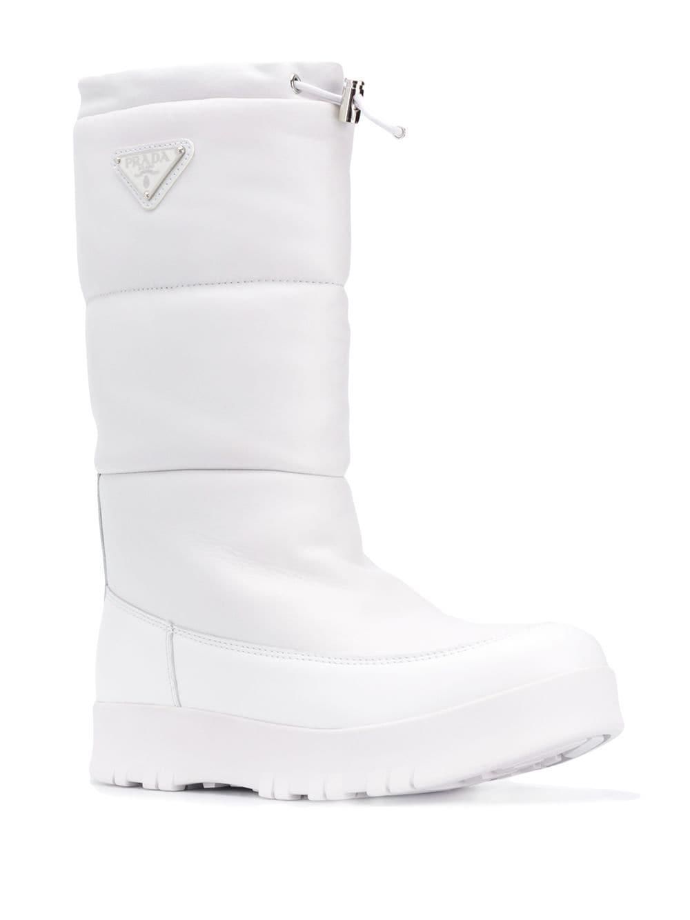 Prada Leather Padded Moon Boots in White - Lyst