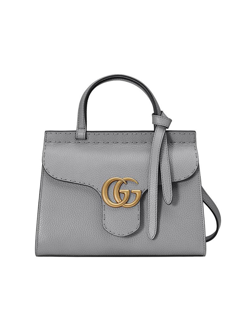 Gucci Gg Marmont Leather Top Handle Mini Bag in Grey | Lyst Canada