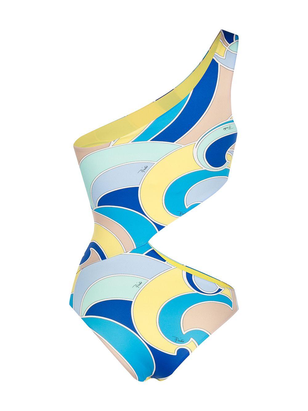 Emilio Pucci Synthetic Quirimbas-print One-shoulder Swimsuit in Yellow ...
