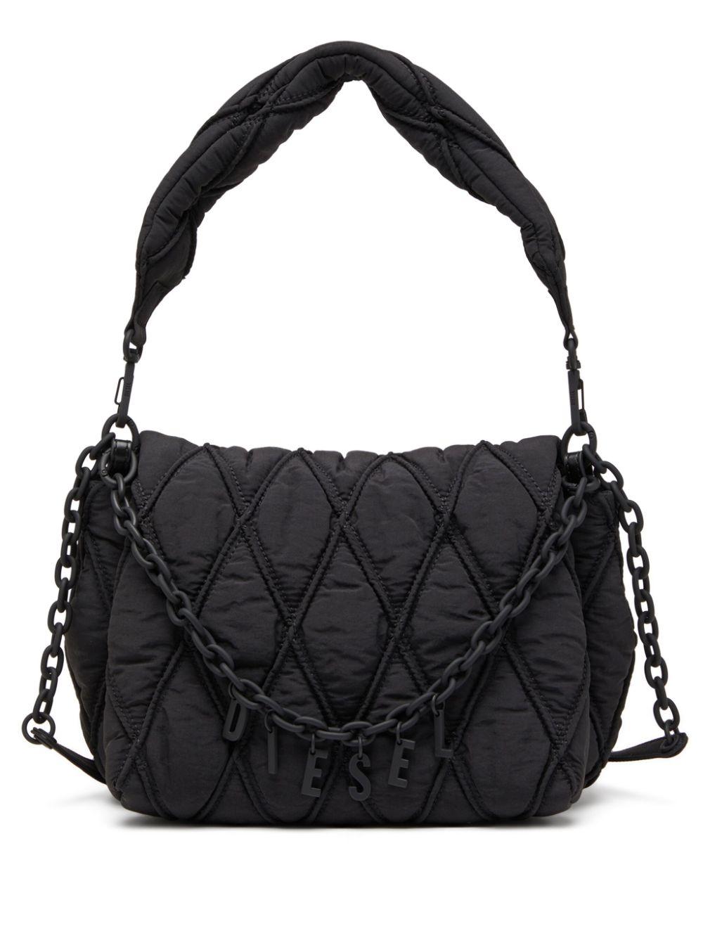 DIESEL レディース ブラック チャーム D ショルダーバッグ M 