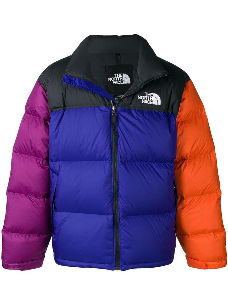 The North Face Colour Block Padded Jacket in Blue for Men | Lyst