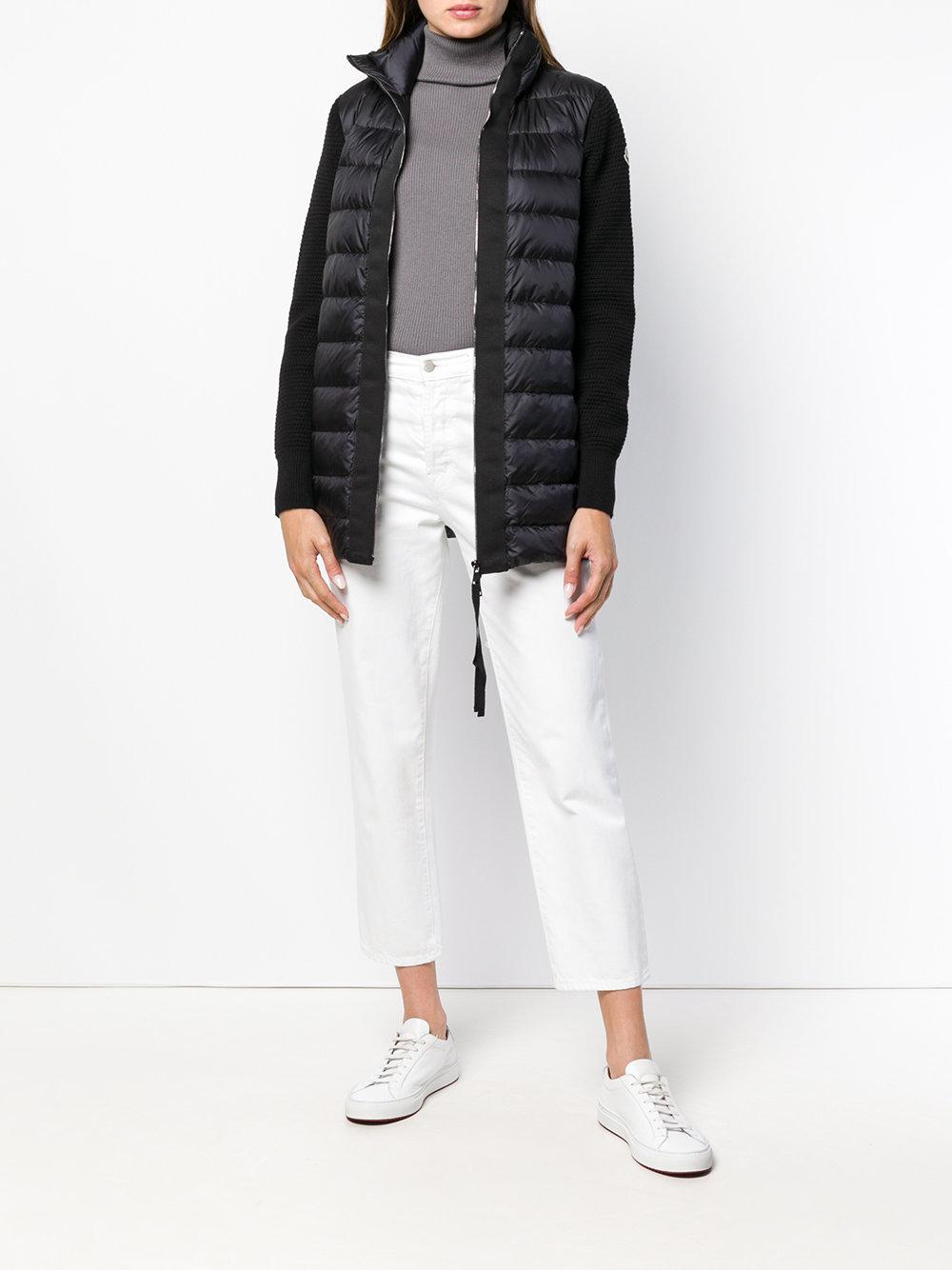 moncler quilted down & wool short cardigan