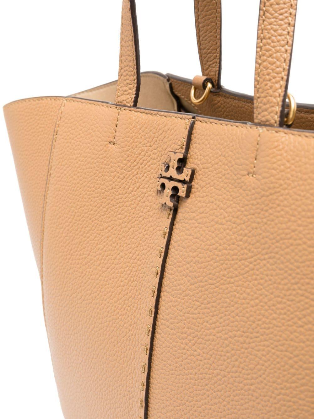 Tory Burch Double T Leather Tote Bag in Natural | Lyst UK