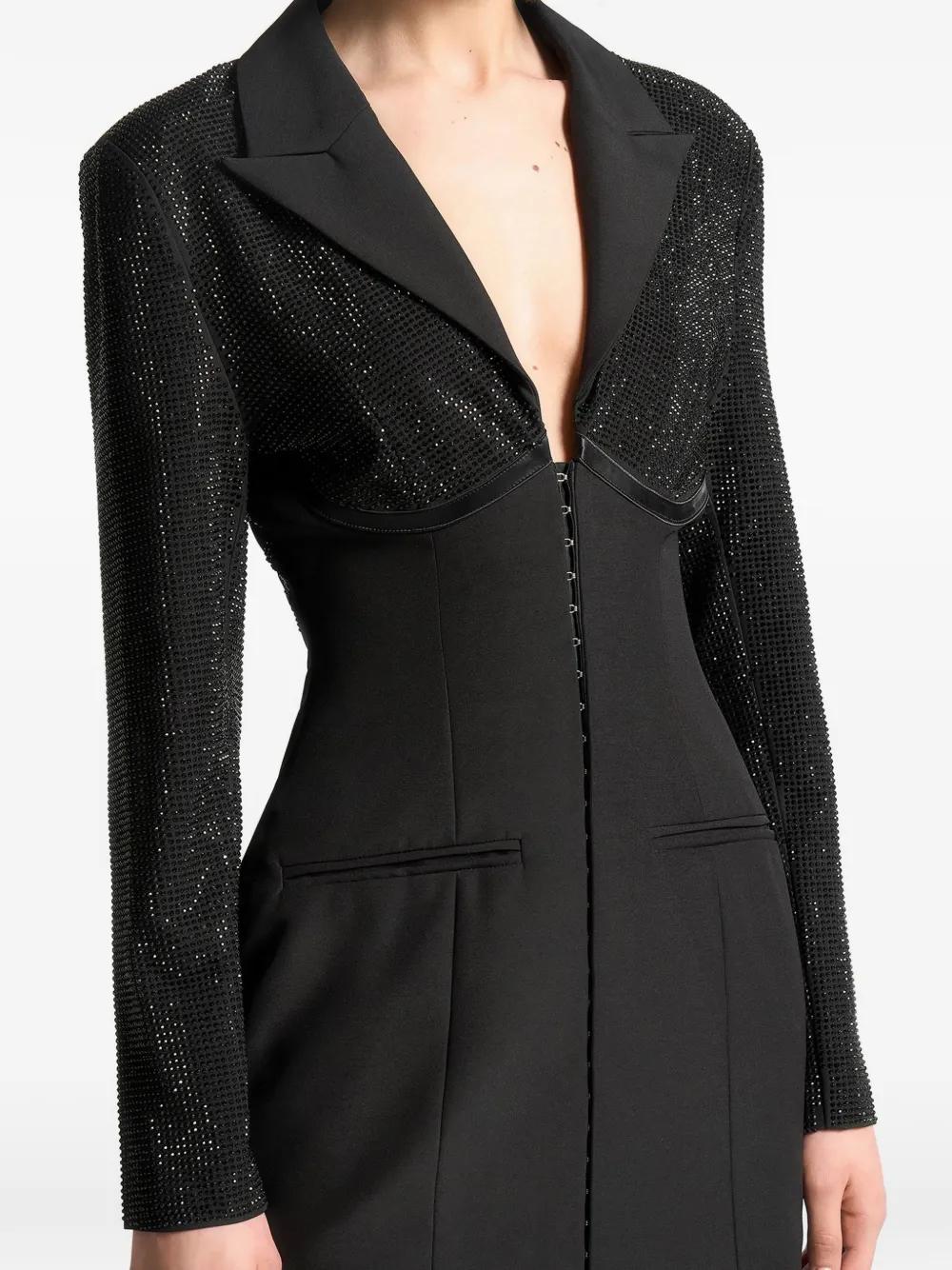 white christmas dresses Structured Mini Blazer Dress With Corset Waist – Black main image 0