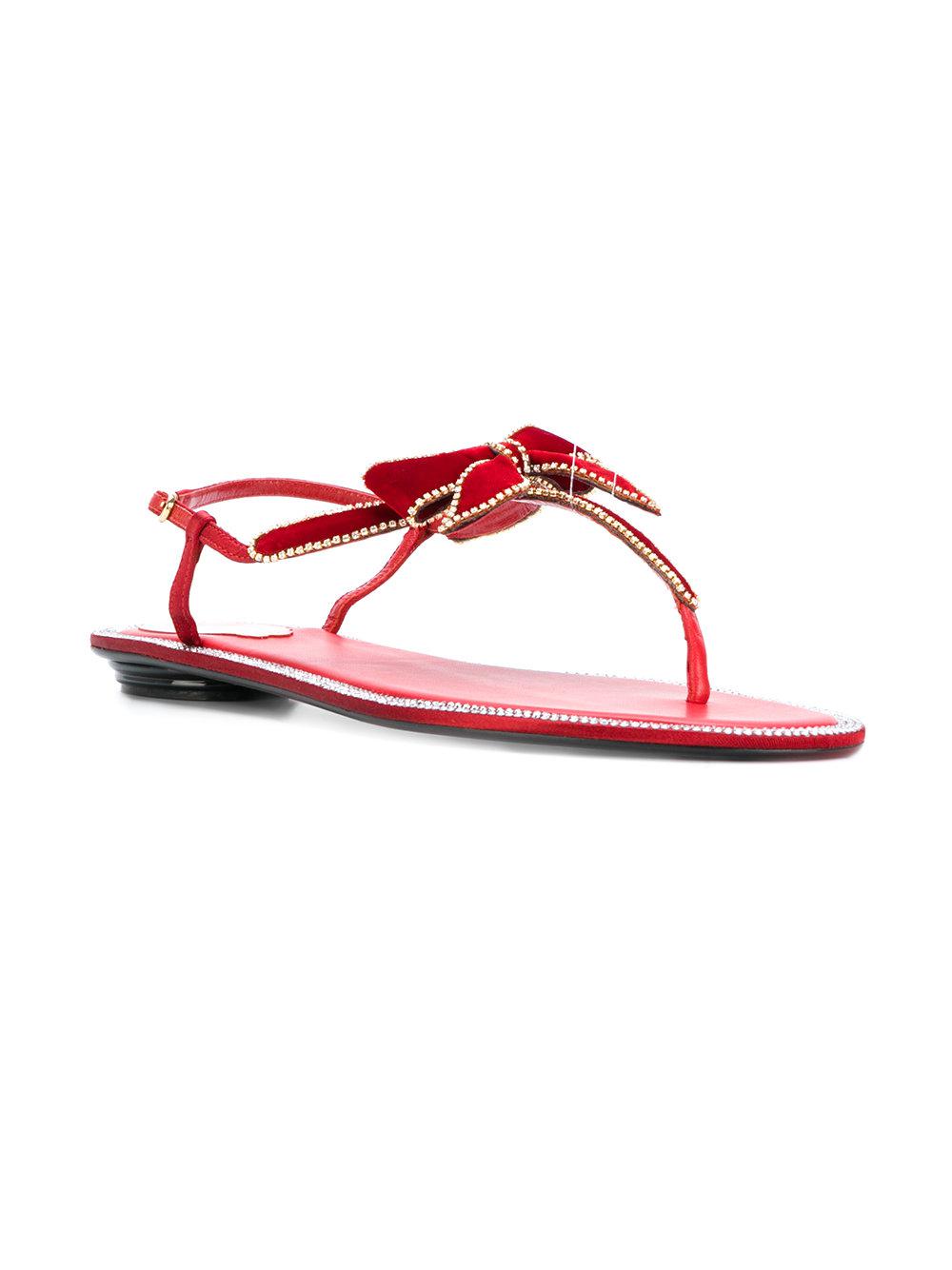 Lyst - Rene Caovilla Bow Sandals in Red